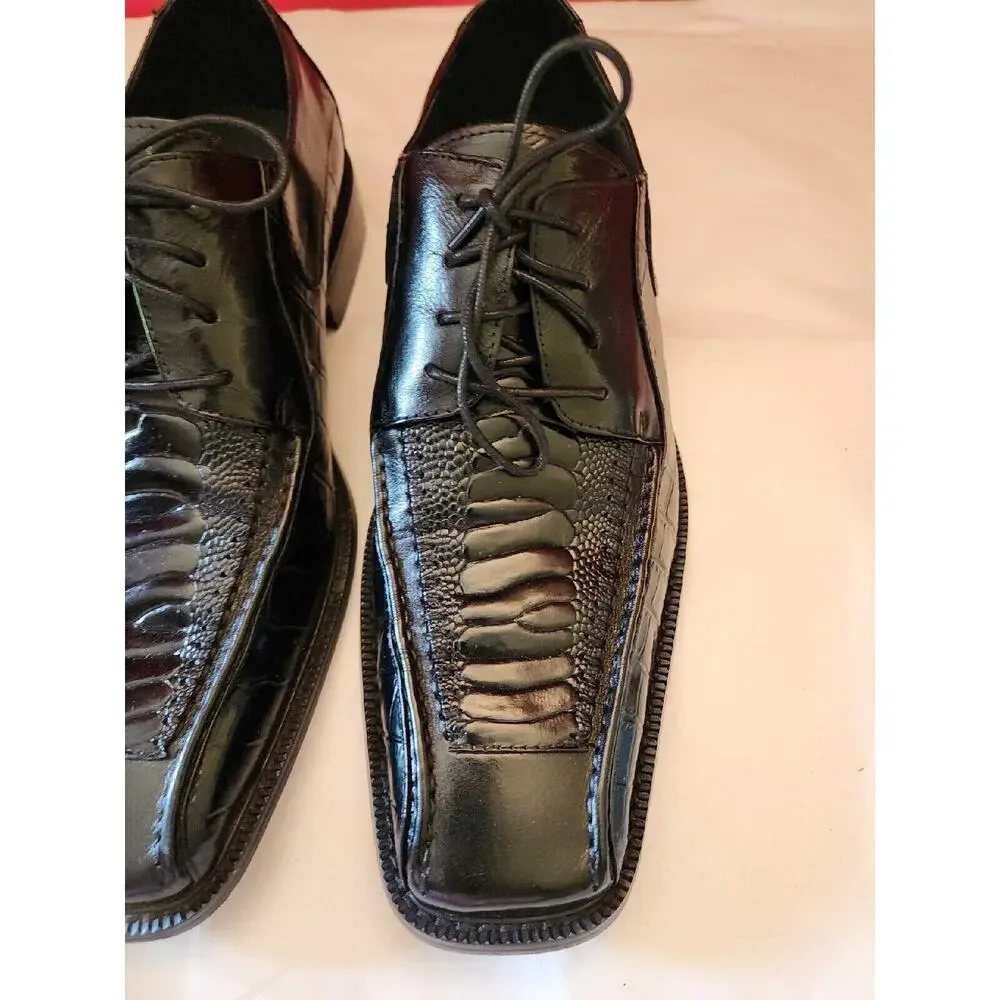 Stacy Adams Men's 11m Black, Snake print Leather Shoes Oxford 24195-01